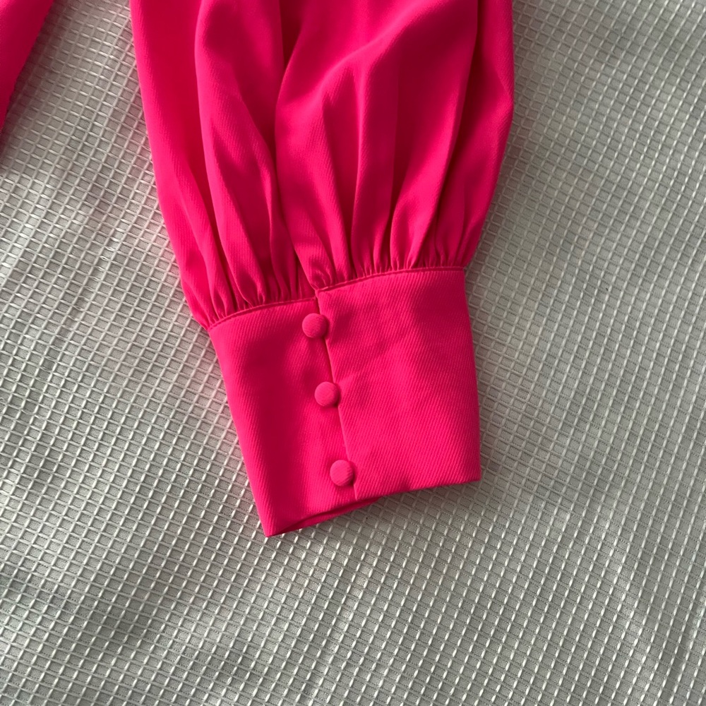 Marled Fuchsia Long Sleeve Blouse - Picture 6 of 14